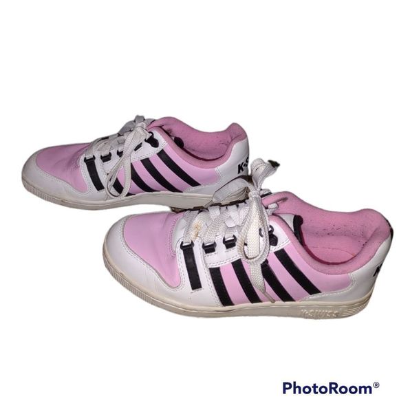 K-Swiss White With Pink and Black Stripes Sneakers Size Women's 8 - Picture 2 of 10